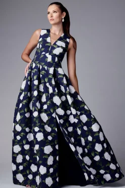 Sachin & Babi Evening|Evening<Brooke Gown - Navy/Ivory Moonlit Garden