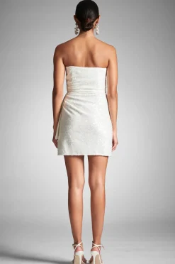 Sachin & Babi Engagement Party|Strapless<Fete Dress - Ivory Sequins