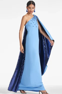 Sachin & Babi Evening|Column<Leila Gown - Periwinkle/Sapphire
