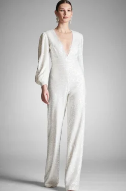 Sachin & Babi Engagement Party|Rehearsal Dinner<Presly Jumpsuit - Ivory Sequins