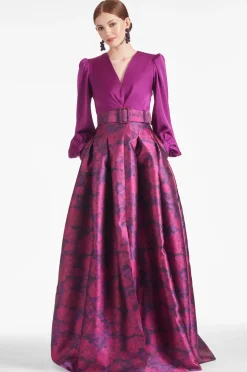 Sachin & Babi Evening|Winter<Zoe Gown - Sparkling Grape/Magenta Bloom
